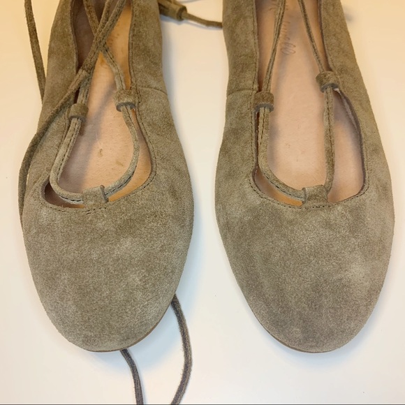 Madewell Inga Lace-Up Flats in Olive Suede - Picture 8 of 13